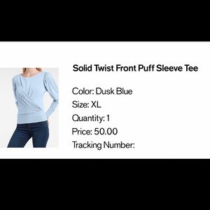 Solid Twist Front Puff Sleeve Tee